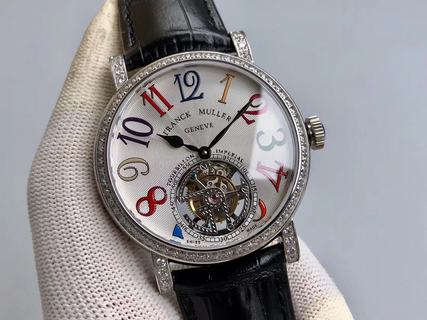 Replica Franck Muller Color Dreams Tourbillon Imperial Seiko Factory, Silver & Diamonds, Diamonds Bezel, Anthracite Dial, Black Leather Strap, SWISS Real Tourbillon Manual Winding