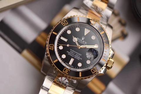 Replica Rolex Submariner 116613 Two-Tone Black Ceramic AR Factory 1:1 Best Edition 904L SS Case and Bracelet SH3135V2