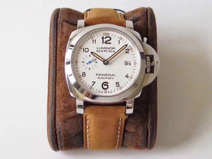 Replica Panerai PAM 1523 Ladies Men ZF 1:1 Best Edition on Brown Leather Strap, Stainless Steel,White Dial Swiss ZFP9010 movement