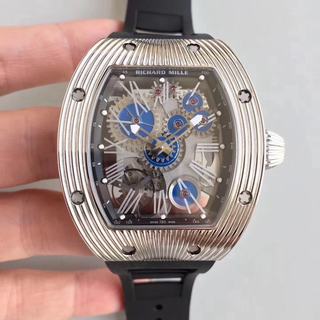 Replica Richard Mille RM018 Tourbillon Hommage A Boucheron Noob Factory 1:1 Best Edition, Stainless Steel, Blue Skeleton Dial, Black Rubber Strap, M6T51 Automatic Movement
