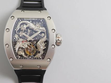 Replica Richard Mille RM057 Tourbillon Dragon Jackie Chan TW Factory 1:1 best edition,Stainless Steel Black & Silver Skeleton Dial Swiss Tourbillon