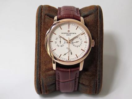 Replica Vacheron Constantin Traditionnelle Day-Date 85290/000R-9969 AI Factory 1:1 Best Edition, Day-Date, Power Reserve, Rose Gold, Silver Dial, Brown Leather Strap, SWISS Vacheron Constantin 2475SC Automatic Movement