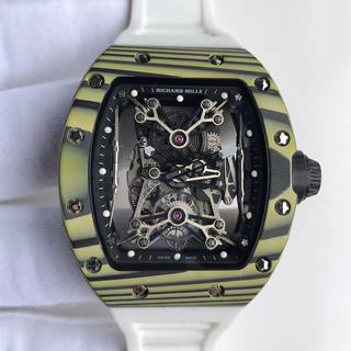 Replica Richard Mille RM50-27-01 NTPT Noob Factory KV 1:1 Best Edition, Yellow Forged Carbon, Black & Skeleton Dial, White Rubber Strap, M9015 Automatic Movement