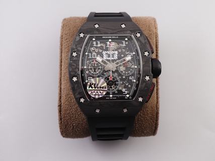 Replica Richard Mille RM011 NTPT Chrono KV Factory V2 Latest Maximum version Forged Carbon Black Dial Swiss 7750 V2