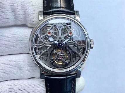 Replica Franck Muller Giga Tourbillon 7048 T G SQT BR TW Factory 1:1 Best Edition, Stainless Steel, Silver Skeleton Dial, Black Leather Strap, SWISS Tourbillon Manual Winding