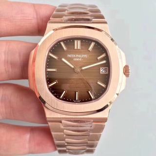 Replica Patek Philippe Nautilus Jumbo 5711 RG PF 1:1 Best Edition Brown Textured Dial on RG Bracelet A324 Clone