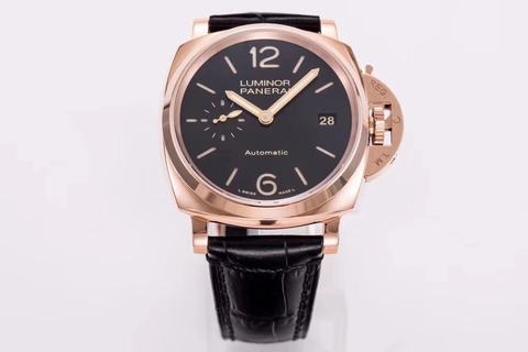 Replica Panerai Luminor Due PAM908 FU VS Factory 1:1 Best Edition, Rose Gold, Black Dial, Black Leather Strap, SWISS Panerai OP XXXIV Automatic Movement