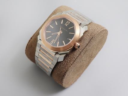 Replica Bvlgari Octo Solotempo 101964 The Best BV Factory Rose gold Two-Tone with Black Dial Swiss BVL193