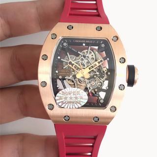 Replica Richard Mille RM35-02 Americas KV Factory 1:1 Best Edition, Rose gold Stainless steel Black Skeleton Dial, Red Rubber Strap, M8215 Automatic Movement