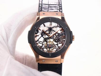 Replica Hublot Classic Fusion Tourbillon Rose gold JB Factory Ceramic Black Dial Swiss HUB6010,The best tourbillon watch is made in JB factory!