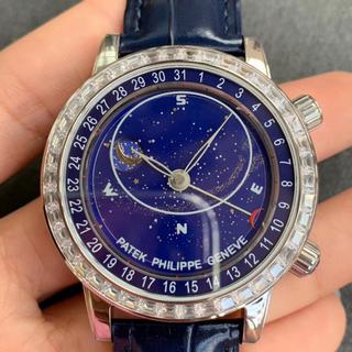Replica Patek Philippe Grand Complications Sky Moon Celestial 6104P Seiko Factory V2 1:1 best edition, SS & Diamond Blue Dial Swiss 240 LU CL C