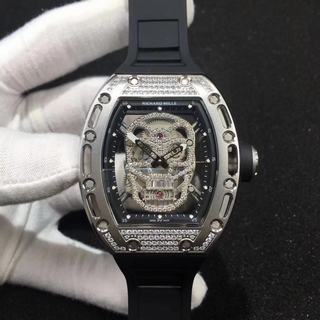 Replica Richard Mille RM052 Noob Factory SF 1:1 Best Edition, Titanium & Diamond, Diamond Bezel, Diamond Skull Dial, Black Rubber Strap, M6T51 Automatic Movement