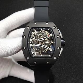 Replica Richard Mille RM61 Noob Factory V6F 1:1 Best Edition, PVD, Black & Skeleton Dial, Black Rubber Strap, M9015 Automatic Movement