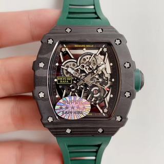 RM035-02 Forged Carbon Case KVF Best Edition Skeleton Dial Green Crown on Green Rubber Strap MIYOTA8215