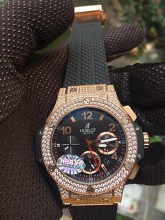 HUBLOT BIG BANG CHRONOGRAPH 41MM AUTOMATIC 18K ROSE GOLD DIAMOND BEZEL & CASE BLACK DIAL 341.PX.130.RX.174 WHUFR3