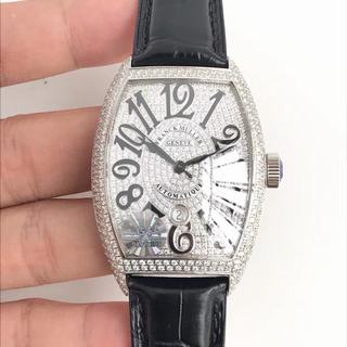Replica Franck Muller Casablanca 8880 SC DT Noob Factory GF 1:1 Best Edition, Stainless Steel & Diamonds, Diamond Bezel, Diamond Dial, Black Leather Strap, SWISS ETA 2824-2 Automatic Movement