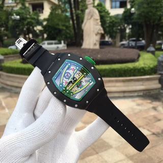 Replica Richard Mille RM59-01M Noob Factory KVF 1:1 Best Edition, Black stainless steel, Green Skeleton Dial, Black Rubber Strap, M8215 Automatic Movement