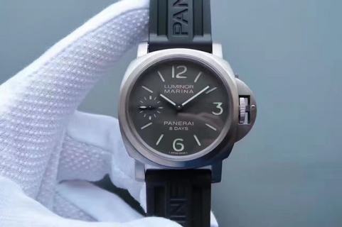 Replica Panerai Luminor 8 Days Titanio PAM564 ZF Factory 1:1 Best Edition, 44MM, Titanium, Brown Dial, Black Rubber Strap, SWISS P5000 Manual Winding