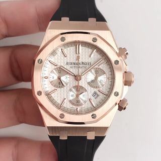 Replica Audemars Piguet Royal Oak Chronograph 26331 BF Factory 1:1 Best Edition, Chronograph, 41MM, Rose Gold, White Dial, Black Rubber Strap, SWISS ETA 7750 Automatic Movement