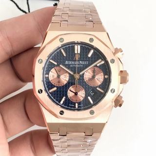 Replica Audemars Piguet Royal Oak Chronograph 26331 BF Factory 1:1 Best Edition, Chronograph, 41MM, Rose Gold, Blue Dial & Champagne Subdials, Stainless Steel Bracelet, SWISS ETA 7750 Automatic Movement
