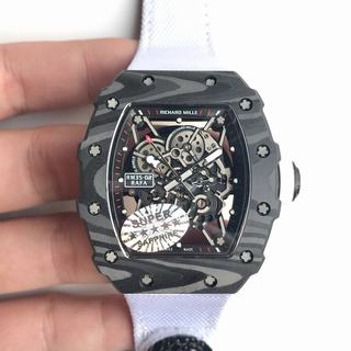 Replica Richard Mille RM35-01 Rafael Nadal KV Factory 1:1 Best Edition, Forged Carbon, Skeleton Black Dial, Gray Nylon Strap, M9015 Automatic Movement