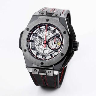 Replica Hublot Big Bang Ferrari 401.CX.0123.VR 45mm HBBV6 Factory 1:1 Best Edition, Titanium ,All Black LIMITED Automatic Openwork Dial ,Black Leather Strap,Black Ceramic HUB1288 movement