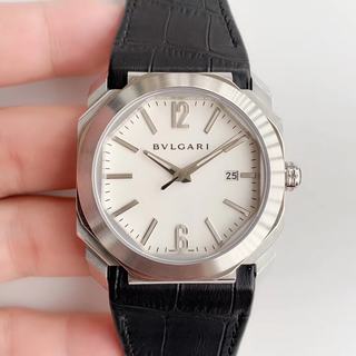 Replica Bvlgari OCTO SS JL 1:1 Best Edition Stainless Steel White dial On Black Leather Strap MIYOTA 9015 to BVL193