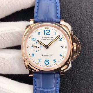 Replica Panerai Luminor Due PAM756 VS Factory 1:1 Best Edition, Rose Gold, White Dial, Blue Leather Strap, SWISS Panerai OP XXXIV Automatic Movement