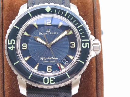 Replica Blancpain Fifty Fathoms 5015D-1140-52B ZF Factory 1:1 Best Edition, Stainless Steel, Blue Dial, Blue Nylon Strap/Extra Nylon Strap, SWISS ETA 2836-2 Automatic Movement