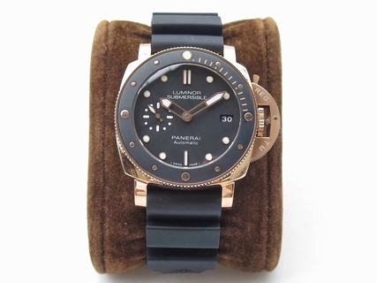 Replica Panerai Luminor Submersible 1950 3 Days PAM684 ZF Factory 1:1 Best Edition, 42MM, Rose Gold, Ceramic Bezel, Black Dial, Black Rubber Strap/Black Leather Strap, SWISS Panerai P9010 Automatic Movement
