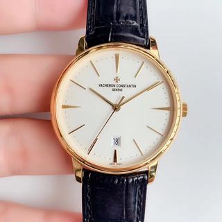 Replica Vacheron Constantin Patrimony 85180/000J-9231 FK Factory 1:1 Best Edition, Yellow Gold, White Dial, Black Leather Strap, SWISS Vacheron Constantin 2450 Q6 Automatic Movement