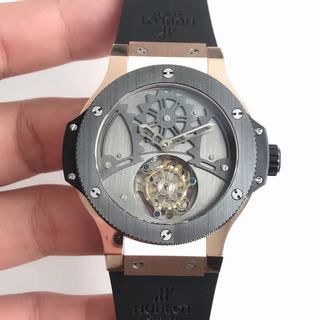 Replica Hublot Big Bang Tourbillon Noob Factory 1:1 Best Edition, 44MM, Rose Gold, Stainless Steel Bezel, Stainless Steel Dial, Black Rubber Strap, SWISS Tourbillon Manual Winding
