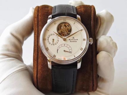 Replica Blancpain Villeret Tourbillon 8 Days 6025-3642-55B JB Factory 1:1 Best Edition, Power Reserve, White Dial, Black Leather Strap, SWISS Tourbillon Automatic Movement