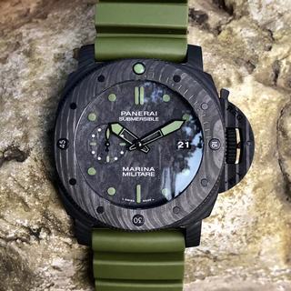 Replica Panerai Submersible Marina Militare Carbotech PAM 961 Comsubin Special Edition VS Factory 1:1 Best Edition, Carbotech, Black Dial, Military green Rubber Strap ,SWISS Panerai P9000 Automatic Movement