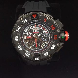 Replica Richard Mille RM032 Noob Factory V6F 1:1 Best Edition, PVD, Black & Skeleton Dial, Black Rubber Strap, Swiss 7750 Automatic Movement