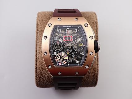 Replica Richard Mille RM011 Chrono KV Factory V3 Latest Maximum version Rose Gold with Black Dial Swiss 7750