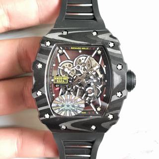Replica Richard Mille RM35-02 Rafael Nadal KV Factory 1:1 Best Edition, Forged Carbon, Black Skeleton Dial, Black Rubber Strap, M6T51 Automatic Movement