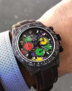 Replica Rolex Daytona DiW 116500 NTPT Carbon MOTLEY2 & Counter Seiko factory 1:1 best Edition 40mm Multi-Color Dial, Black Nylon Strap SWISS Rolex 7750 Automatic Movement