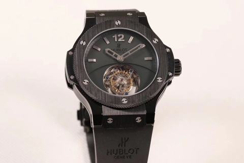 Replica Hublot Big Bang Tourbillon Solo Bang Ceramic 305.CM.134.RX Ceramic Carbon Fiber Dial Swiss Tourbillon