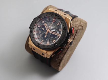 Replica Hublot Big Bang King Power F1 703.OM.1138.NR.FMO10 V6 Factory 1:1 Best Edition, Chronograph, Rose Gold, Ceramic Bezel, Grey Dial, Black Leather Strap, SWISS HUB4100 Automatic Movement