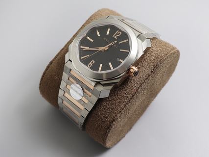 Replica Bvlgari Octo Solotempo 101964 The Best BV Factory Rose gold Links with Black Dial Swiss BVL193