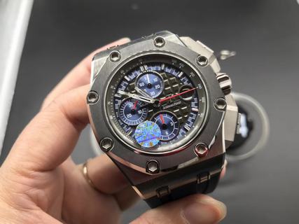 Replica Audemars Piguet Royal Oak Offshore 44mm SS Michael Schumacher Blue Dial 1:1 JF Best Edition A3126 (FREE XS Strap) V2 w/ Cyclops