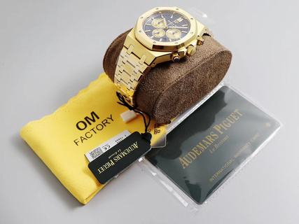 Replica Audemars Piguet Royal Oak Chronograph 26331 OM Factory 1:1 best edition,Yellow Gold Black Dial Swiss 7750