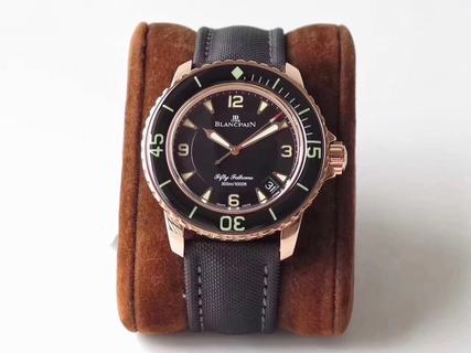 Replica Blancpain Fifty Fathoms 5015 3630 52 ZF Factory 1:1 Best Edition, Rose Gold, Black Dial, Black Nylon Strap/Extra Nylon Strap, SWISS ETA 2836-2 Automatic Movement