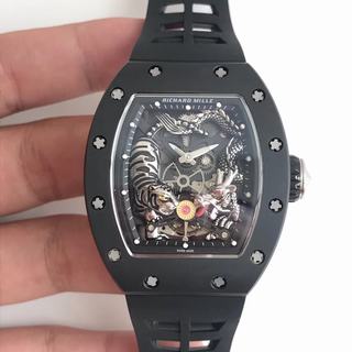 Replica Richard Mille RM051-01 Tiger & Dragon Noob Factory KV 1:1 Best Edition, Ceramic, Skeleton Dial, Black Rubber Strap, M8215 Automatic Movement