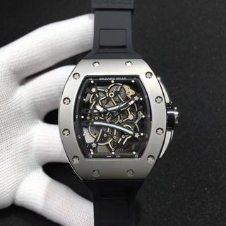 Replica Richard Mille RM61 Noob Factory V6F 1:1 Best Edition, Titanium, Black & Skeleton Dial, Black Rubber Strap, M9015 Automatic Movement