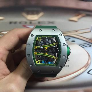 Replica Richard Mille RM61 Noob Factory V6F 1:1 Best Edition, Titanium, Green & Skeleton Dial, Green Rubber Strap, M9015 Automatic Movement