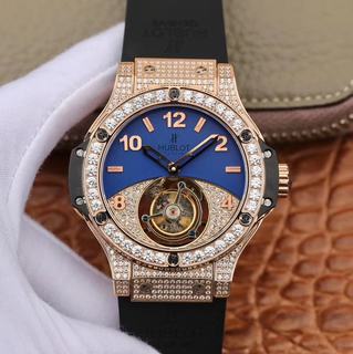 Replica Hublot Big Bang Tourbillon Seiko Factory Rose Gold & Diamonds Blue & Diamond Dial Swiss Tourbillon