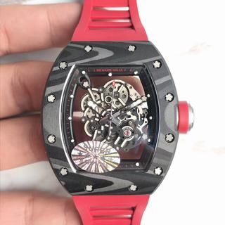 Replica Richard Mille RM055 Bubba Watson Noob Factory KV 1:1 Best Edition, Forged Carbon, Black Skeleton Dial, Red Rubber Strap, M8215 Automatic Movement