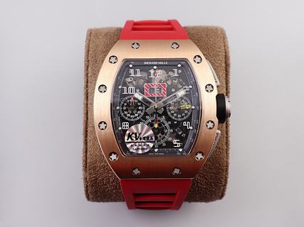 Replica Richard Mille RM011 Chrono KV Factory V3 Latest Maximum version Rose Gold with Black Dial Swiss 7750